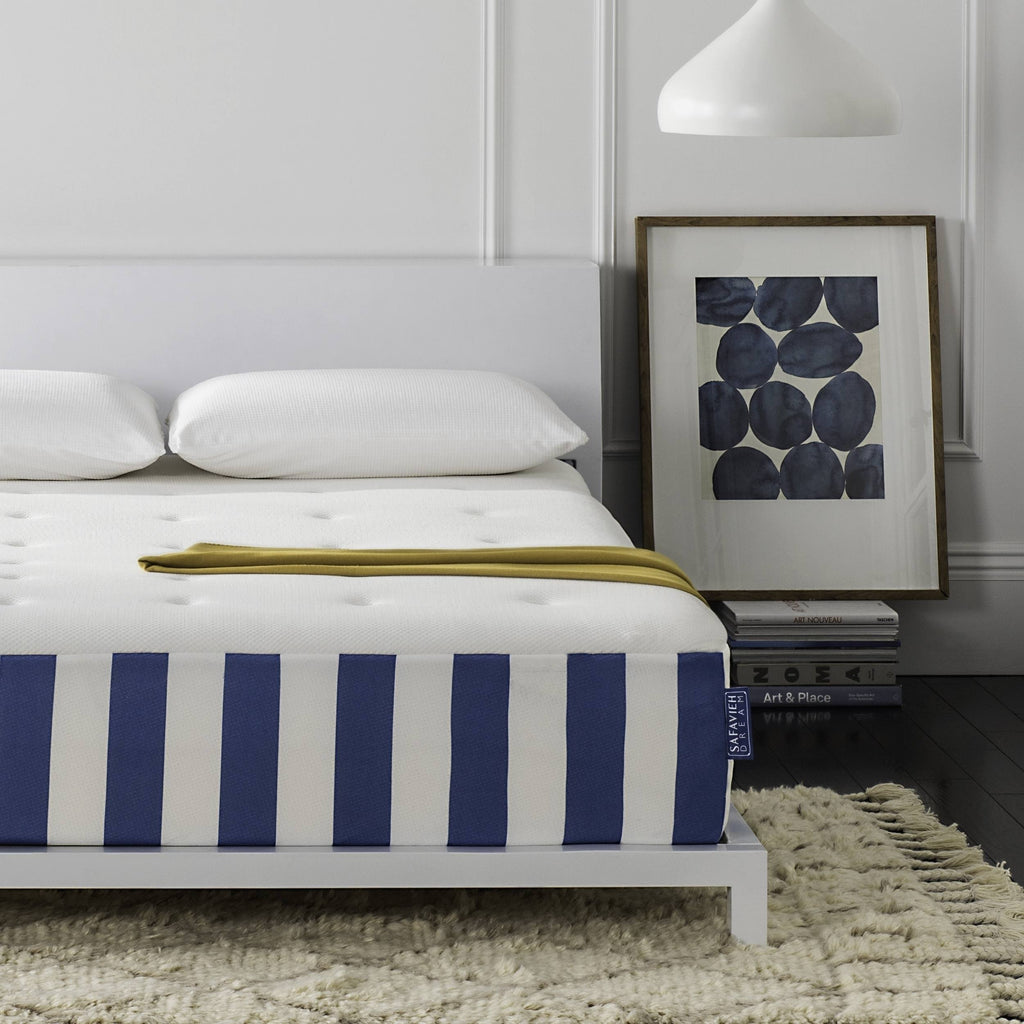King Mattress White Blue A844