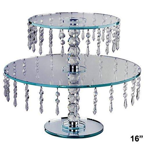 16x22 Round Crystal Glass Wedding Cake Riser Stand A90065