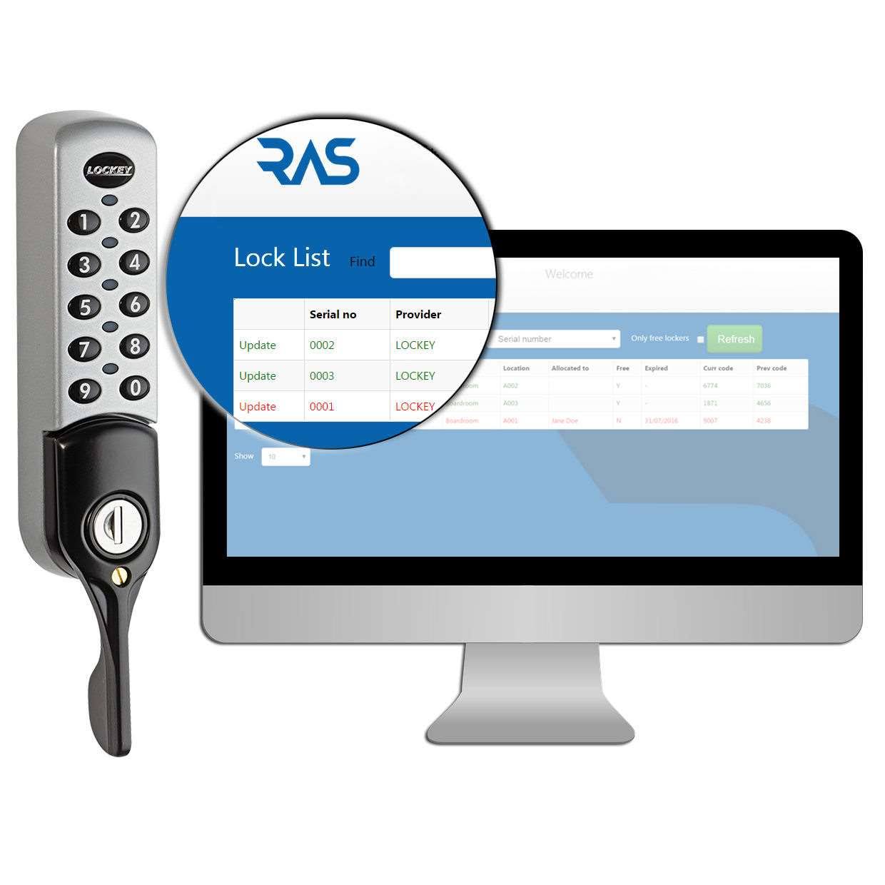 Digital Combination Cabinet & Locker Lock with Lever Handle, Silver F6657
