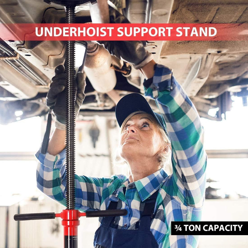 Steel Underhoist Support Lift Jack Stand with 12 Inch Diameter Base 3/4 Ton Capacity Y14582