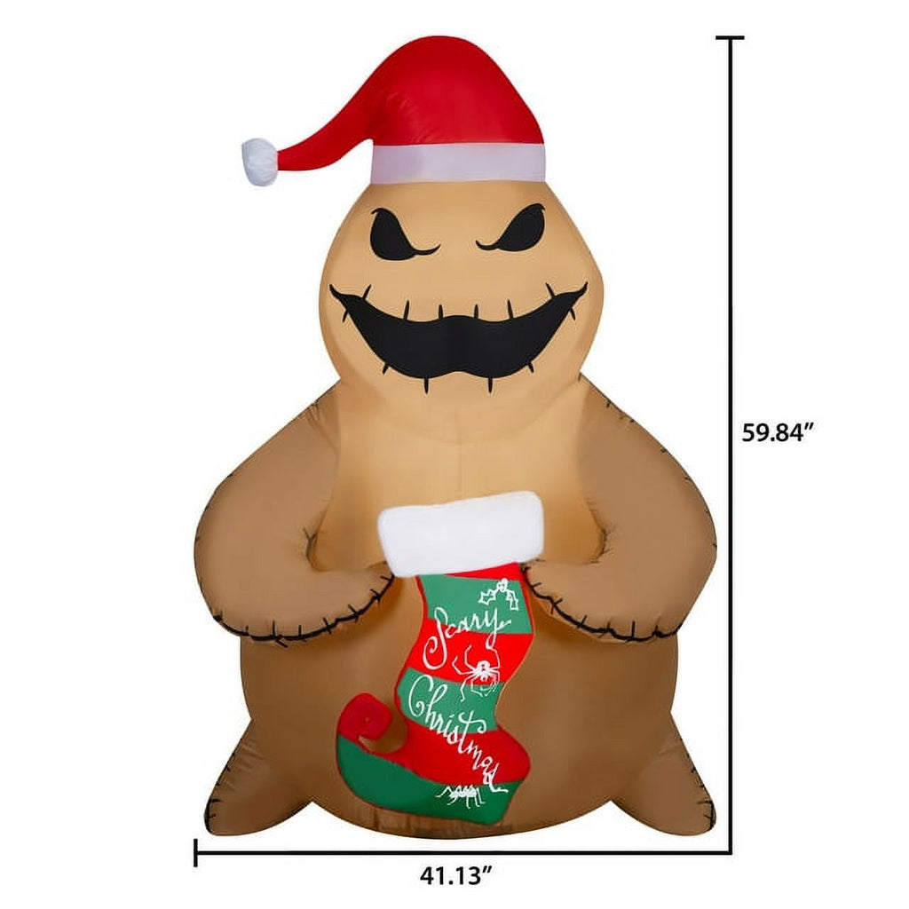 5 Foot Brown Burlap Inflatables Christmas Stocking O88406