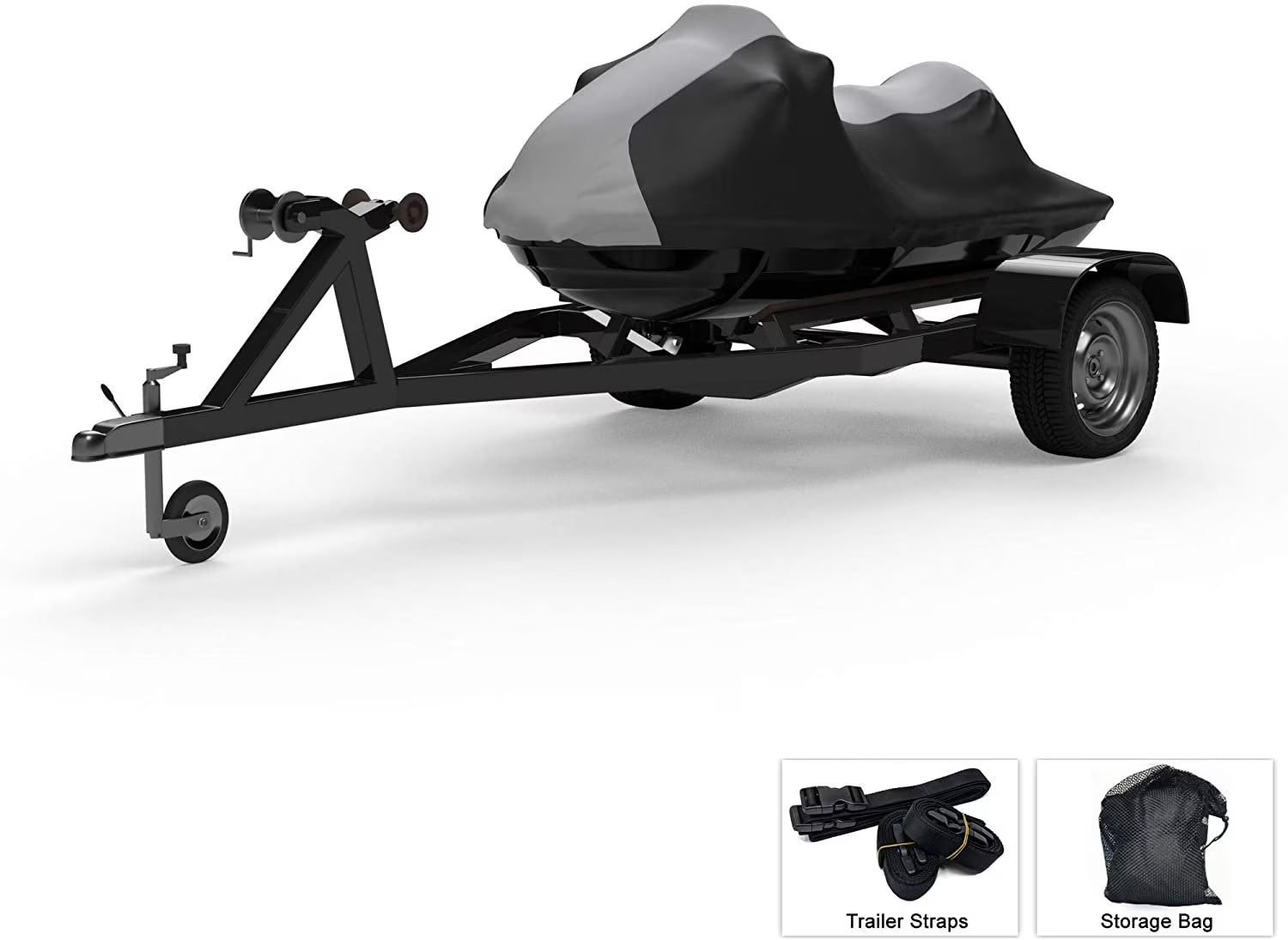 Gray/Black Trailerable Jet Ski Covers with Storage Bag O70657