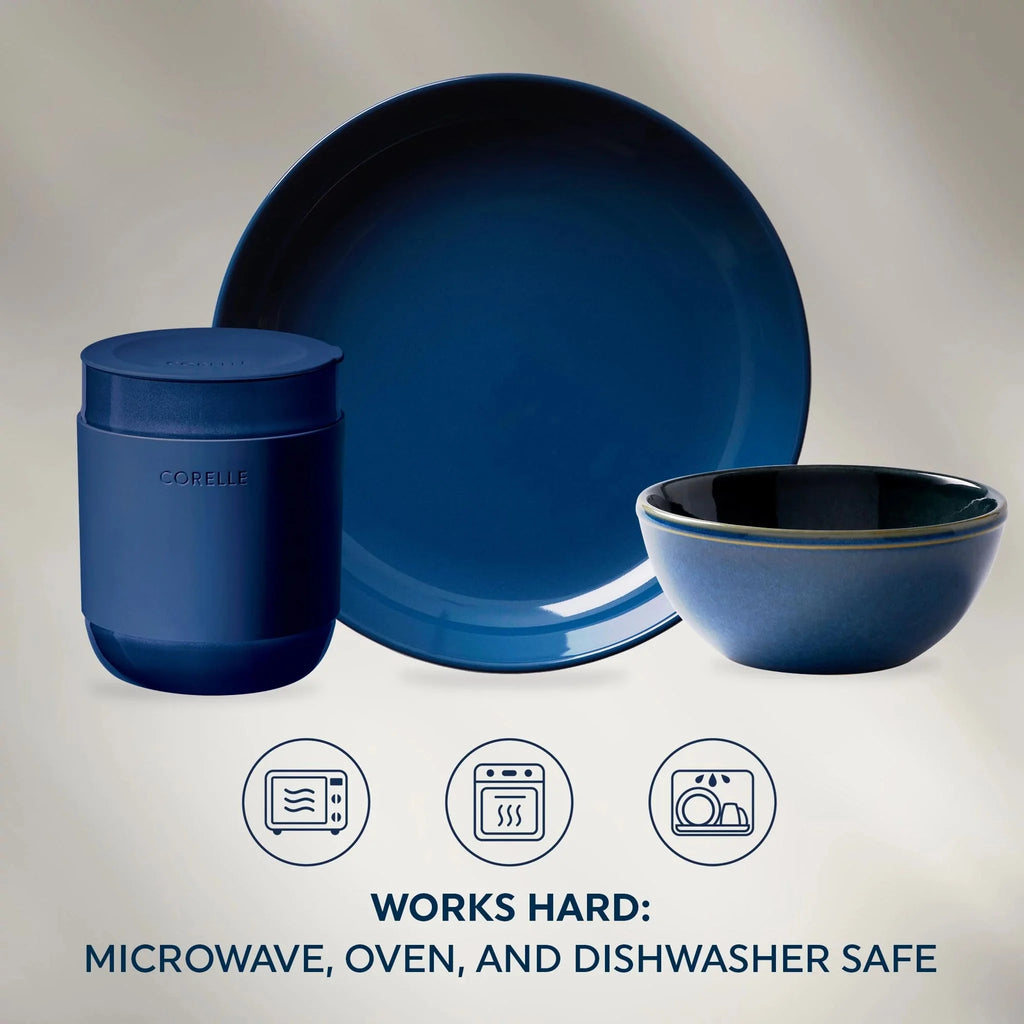 16-piece Stoneware Dinnerware Set, Navy L267469