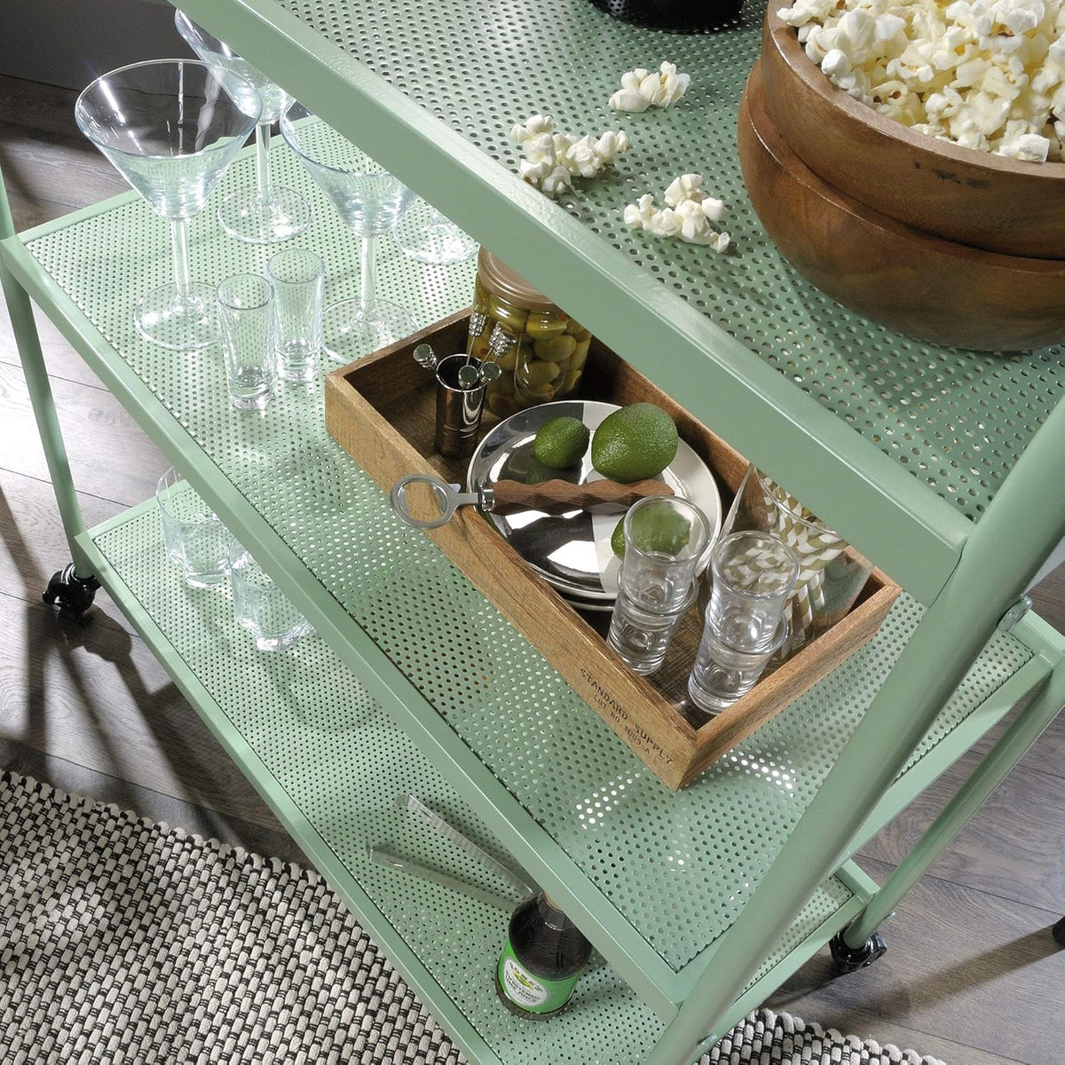 Green Café Library Cart H21654