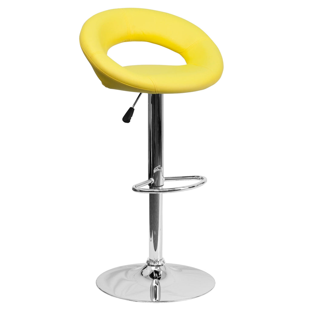 White Vinyl Adjustable Height Barstool with Chrome Base B2170