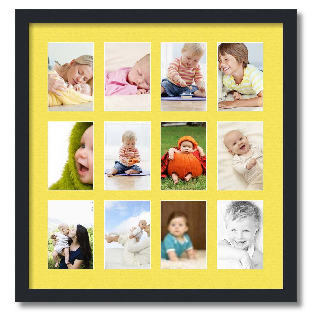 Satin Black Picture Frame with 12 openings for 4x6 Photos W105