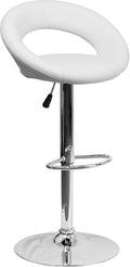 White Vinyl Adjustable Height Barstool with Chrome Base B2170