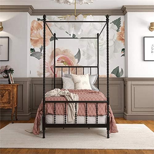 Black Twin Size Metal Canopy Bed Frame F445