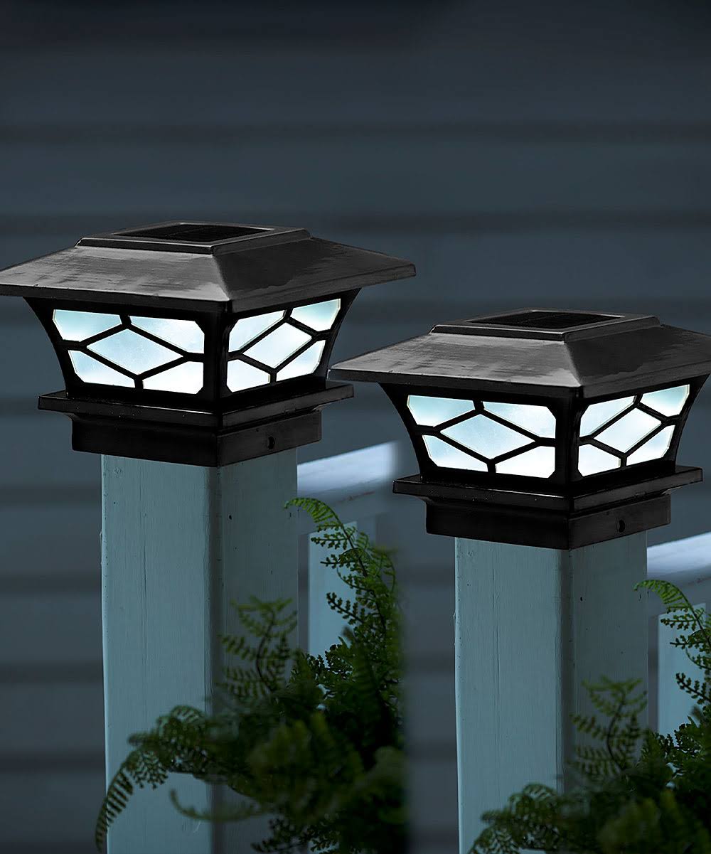 Black Solar Post Cap Lights Set of Two R1429