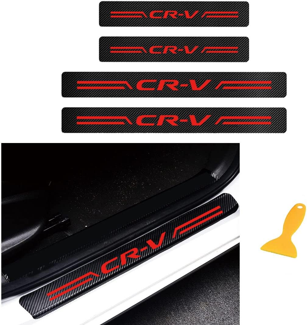 4 Pcs Door Sill Protector Carbon Fiber Leather Sticker S79803