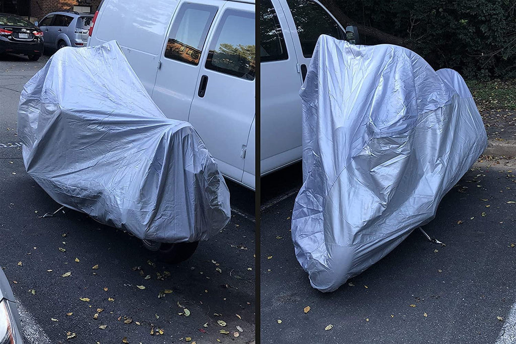 Motorcycle Cover with Reinforced Securing Straps and Storage Bag I57001