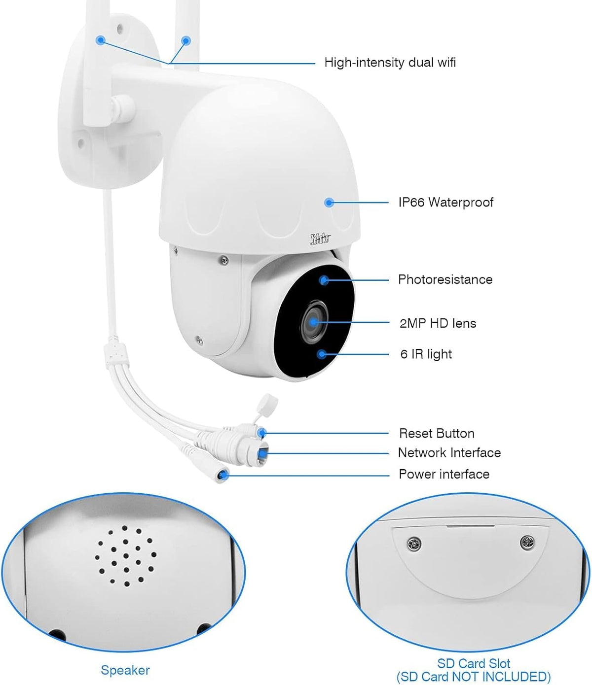 1080P WiFi Security Camera Outdoor with Night Vision Q170