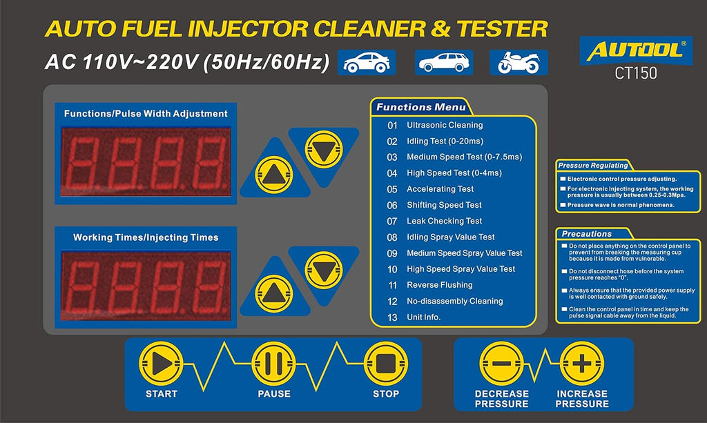 Car Motorcycle Petrol Fuel Injector Cleaner Ultrasonic Cleaner and Injection Tester S263