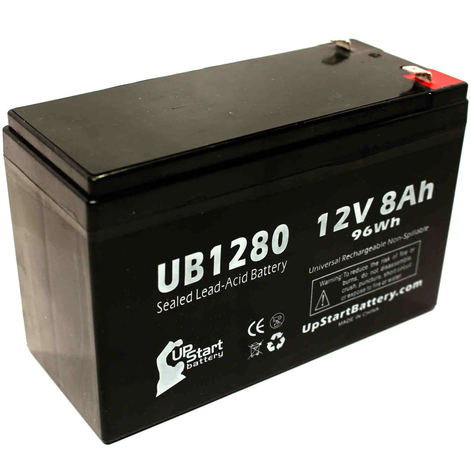5x Pack Replacement Sealed Lead Acid Battery (12V, 8Ah, 8000mAh, F1 Terminal, AGM, SLA) with 10 F1 to F2 Terminal Adapters P54520