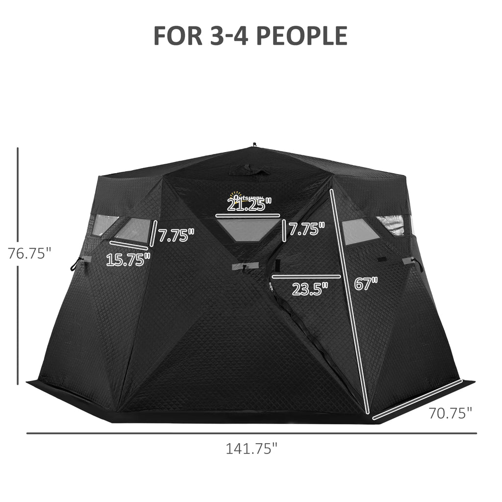 Black Insulated Pop Up Ice Fishing Tent X42503
