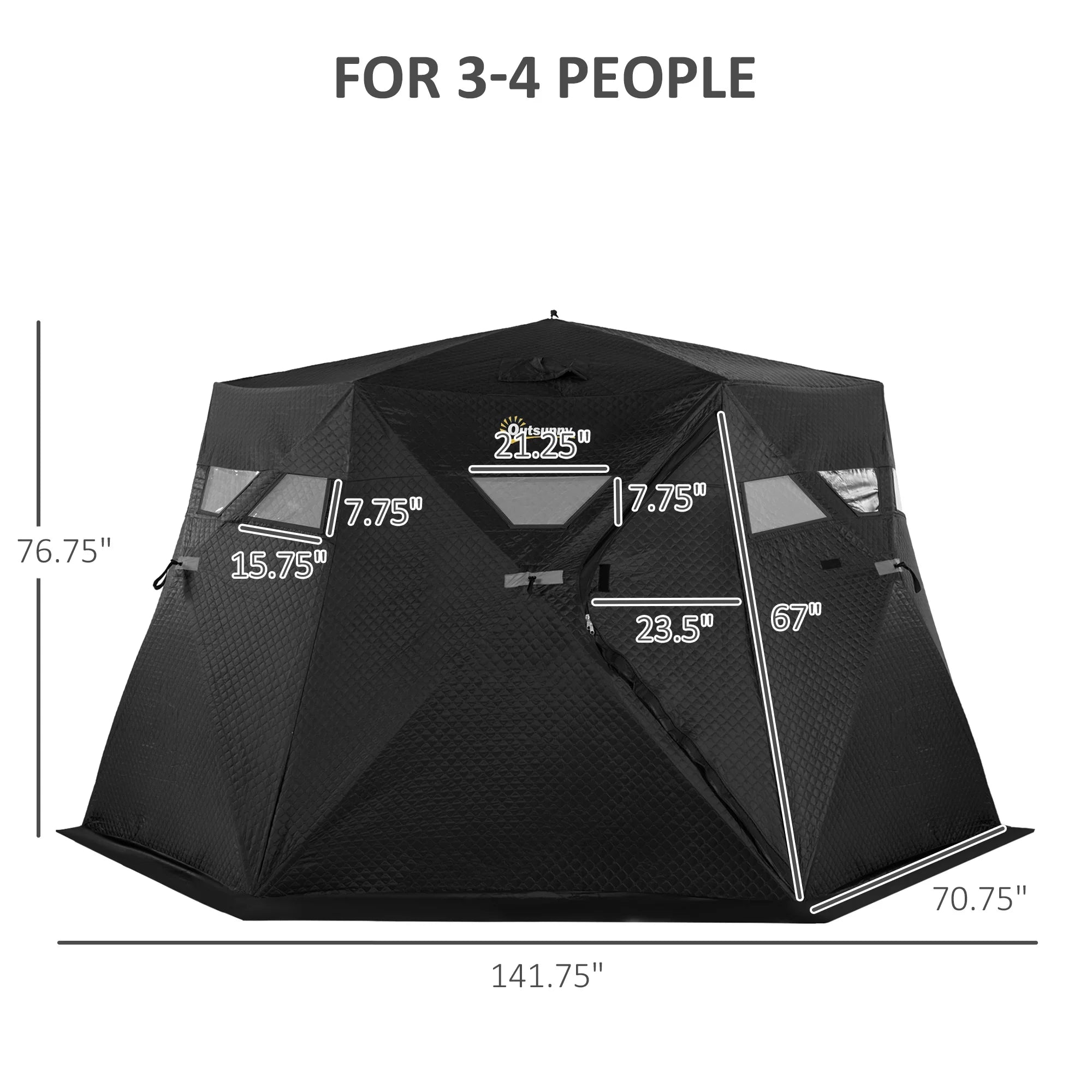 Black Insulated Pop Up Ice Fishing Tent X42503