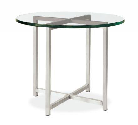 Round End Table 18 Diameter 16h in Stainless Steel with Clear Tempered Glass Top A4809