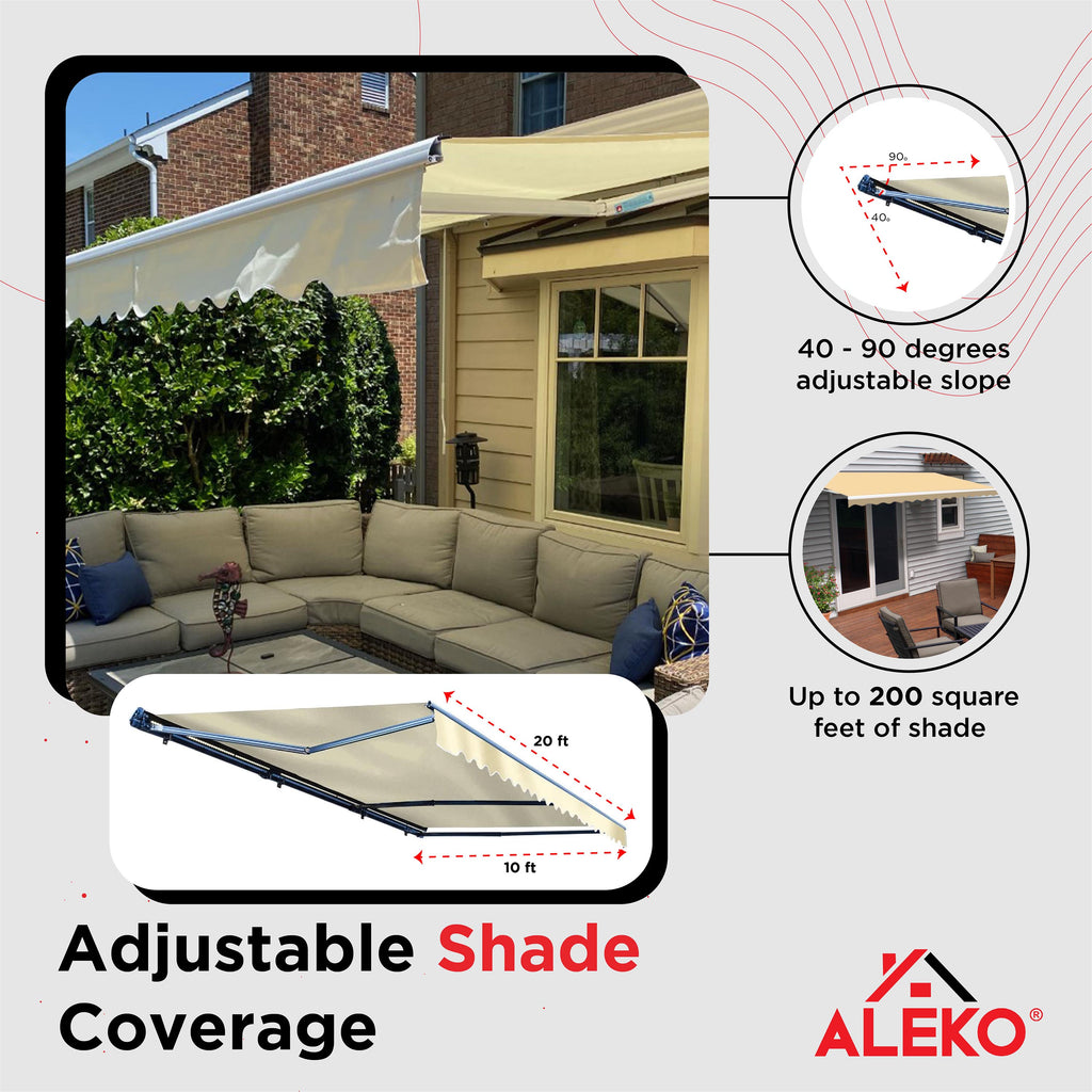 Ivory Motorized Retractable Patio Awning C63682