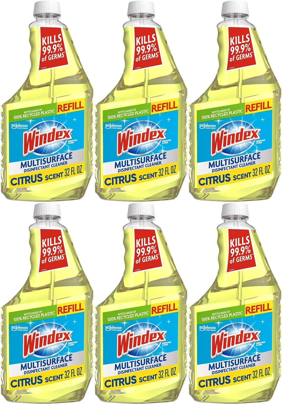 6 Pk Multi-Surface Cleaner Disinfectant Refill Bottle Citrus Fresh Scent E274