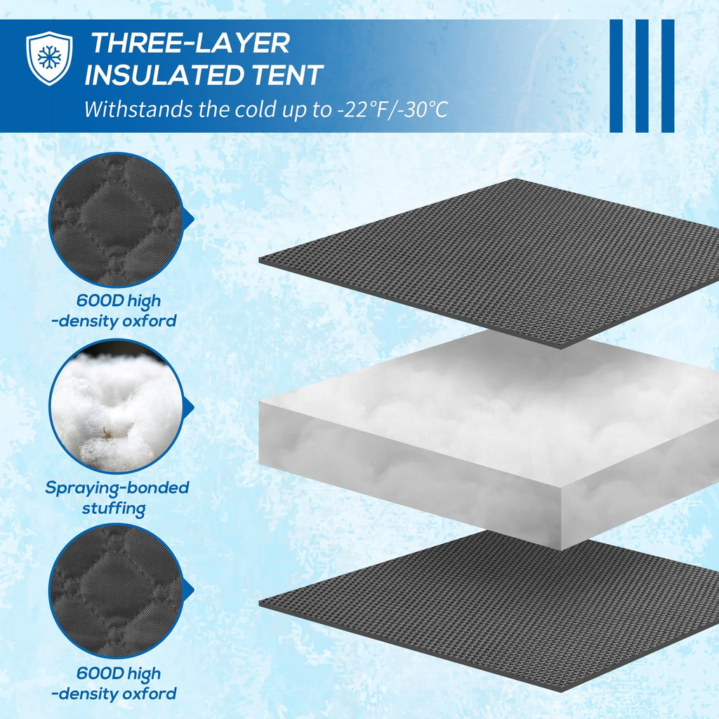 Black Insulated Pop Up Ice Fishing Tent X42503
