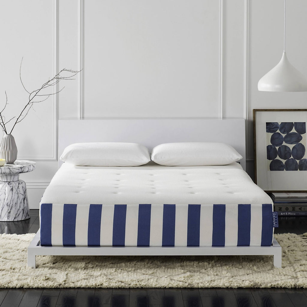 King Mattress White Blue A844