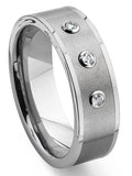Titanium Tungsten Carbide Diamond Flat Top Comfort Fit Mens Wedding Band Ring Sz 10.0 Y21446
