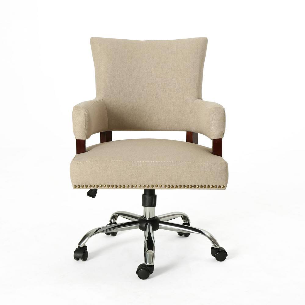 Traditional Home Office Chair, Wheat, Chrome F31353