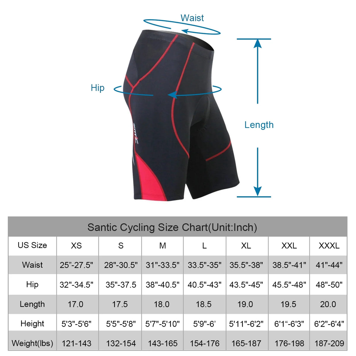 Red 2XL Padded Cycling Shorts I78909