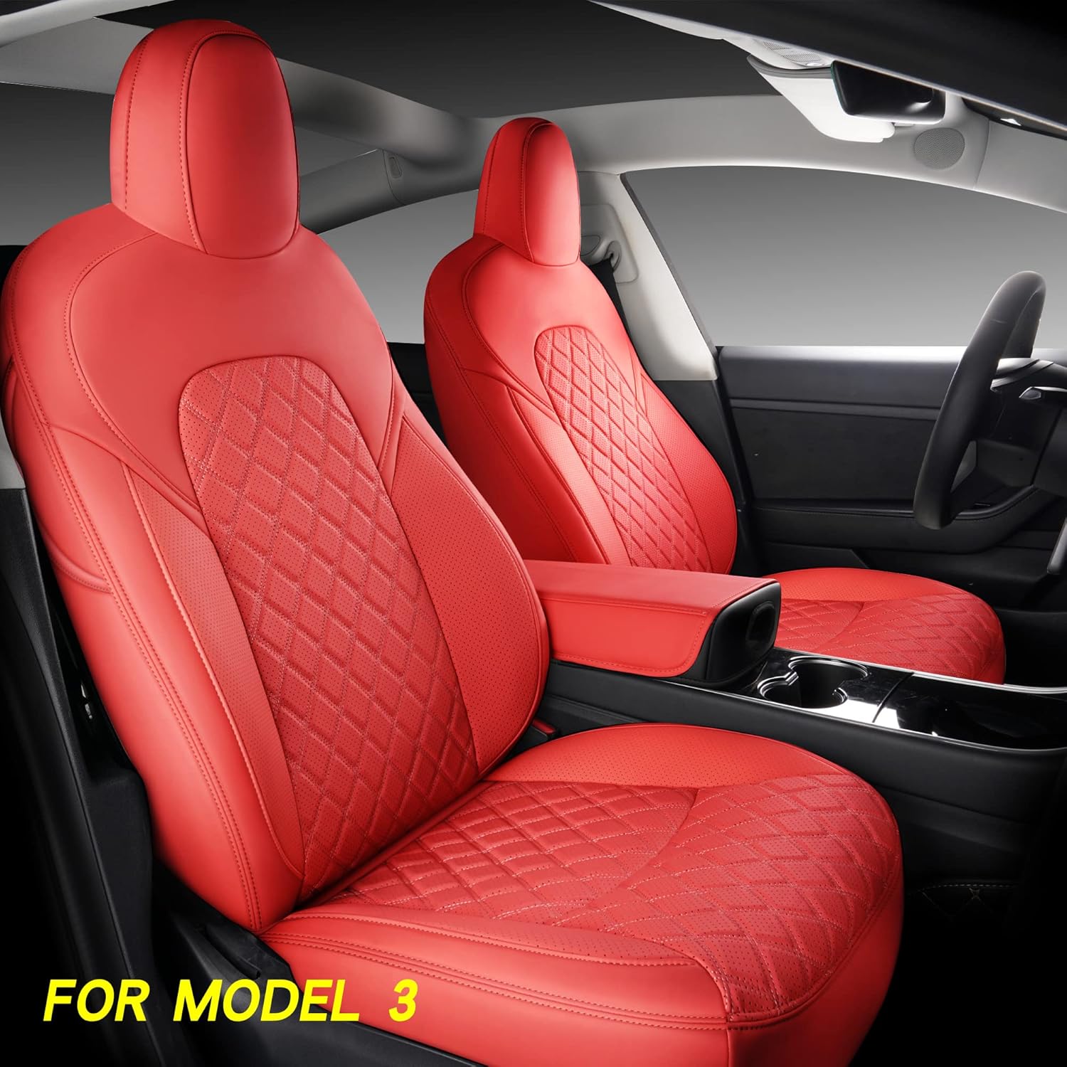 Faux Leather Custom Car Seat Covers Full Set for Tesla Model Y H25551