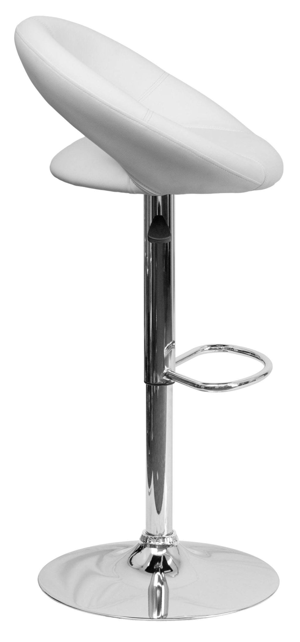 White Vinyl Adjustable Height Barstool with Chrome Base B2170
