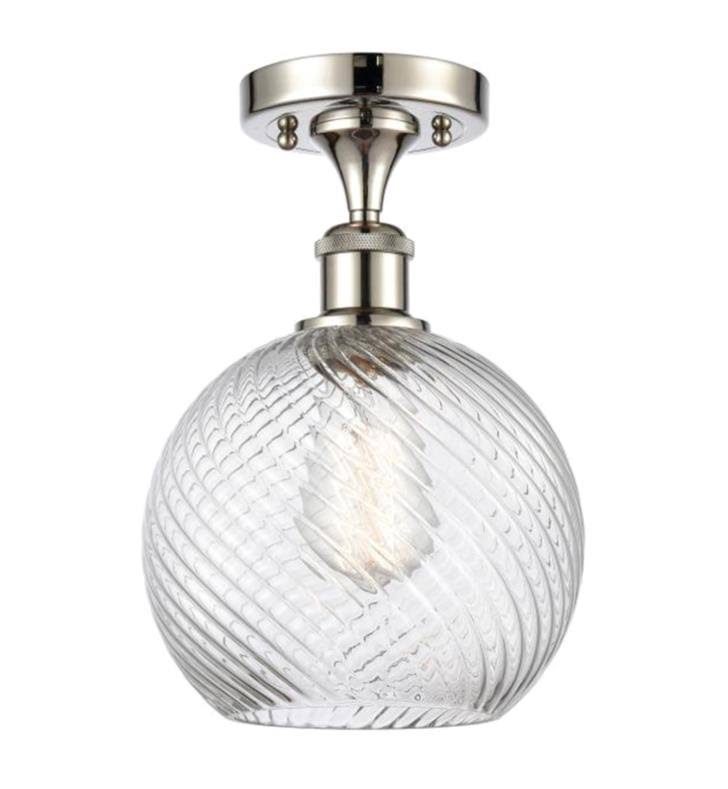 White and Polished Chrome Semi-Flush Mount Light F3838