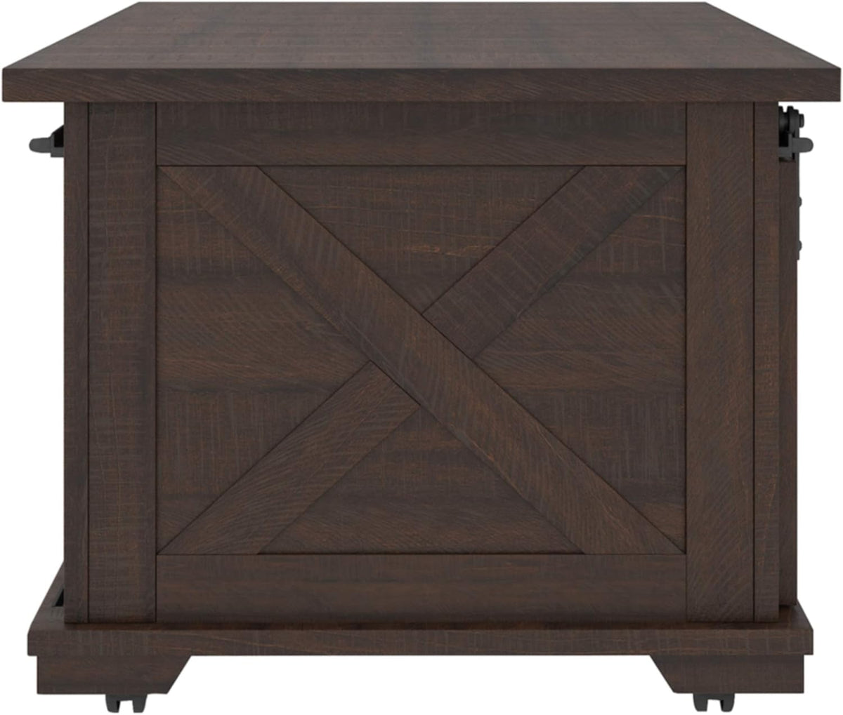 Farmhouse Rectangular Coffee Table with Sliding Barn Doors, Dark Brown R27294