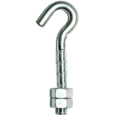 Hook Bolt with Nut 1/4 by 2-5/8 inch Zinc Plated Steel (Case of 10) L380