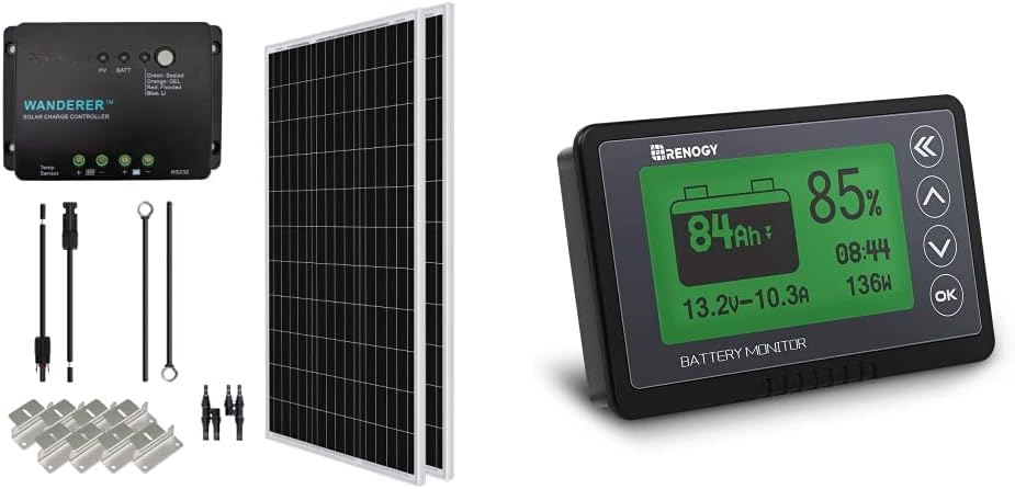 200 Watt 12 Volt Monocrystalline Solar Panel Starter Kit with 20A Rover MPPT Charge Controller L130194