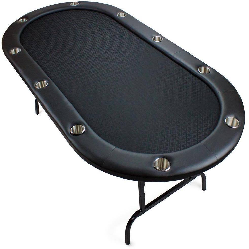 Black Suited Speed Cloth Poker Table with Folding Legs 84 x 42 inch V78684