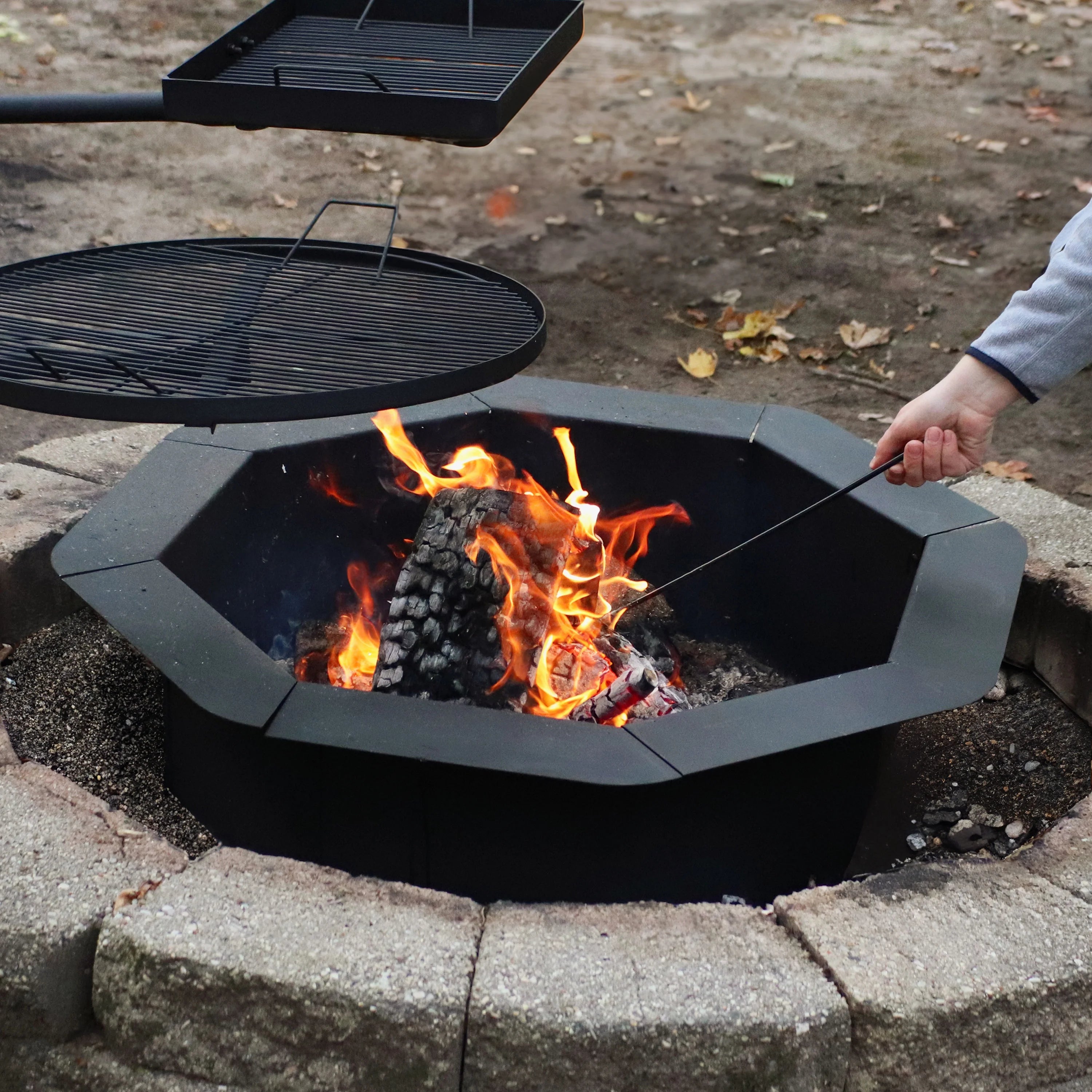 Octagon Heavy-Duty Steel Fire Pit Ring - 30" Inside Diameter O9156