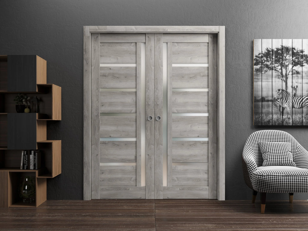 Sliding French Double Pocket Doors 60 x 84 inches Solid Wood Interior Doors P271660