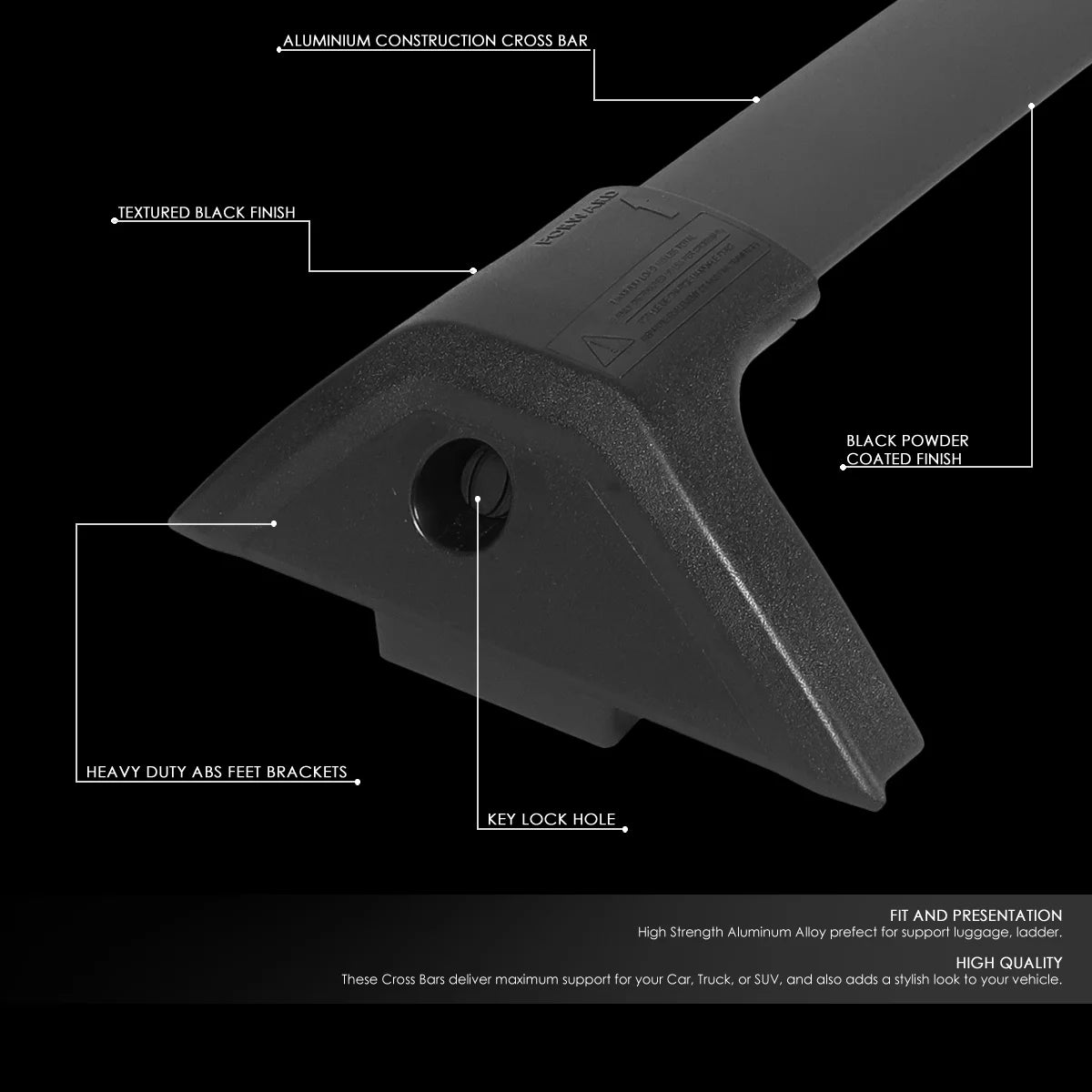 Matte Black Aluminum Roof Cross Rails R7718