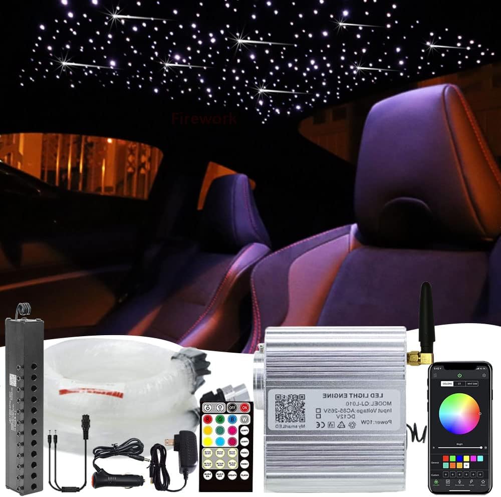 Bluetooth RGBW LED Fiber Optic Star Ceiling Light Kit 460pcs 9.8ft W947721