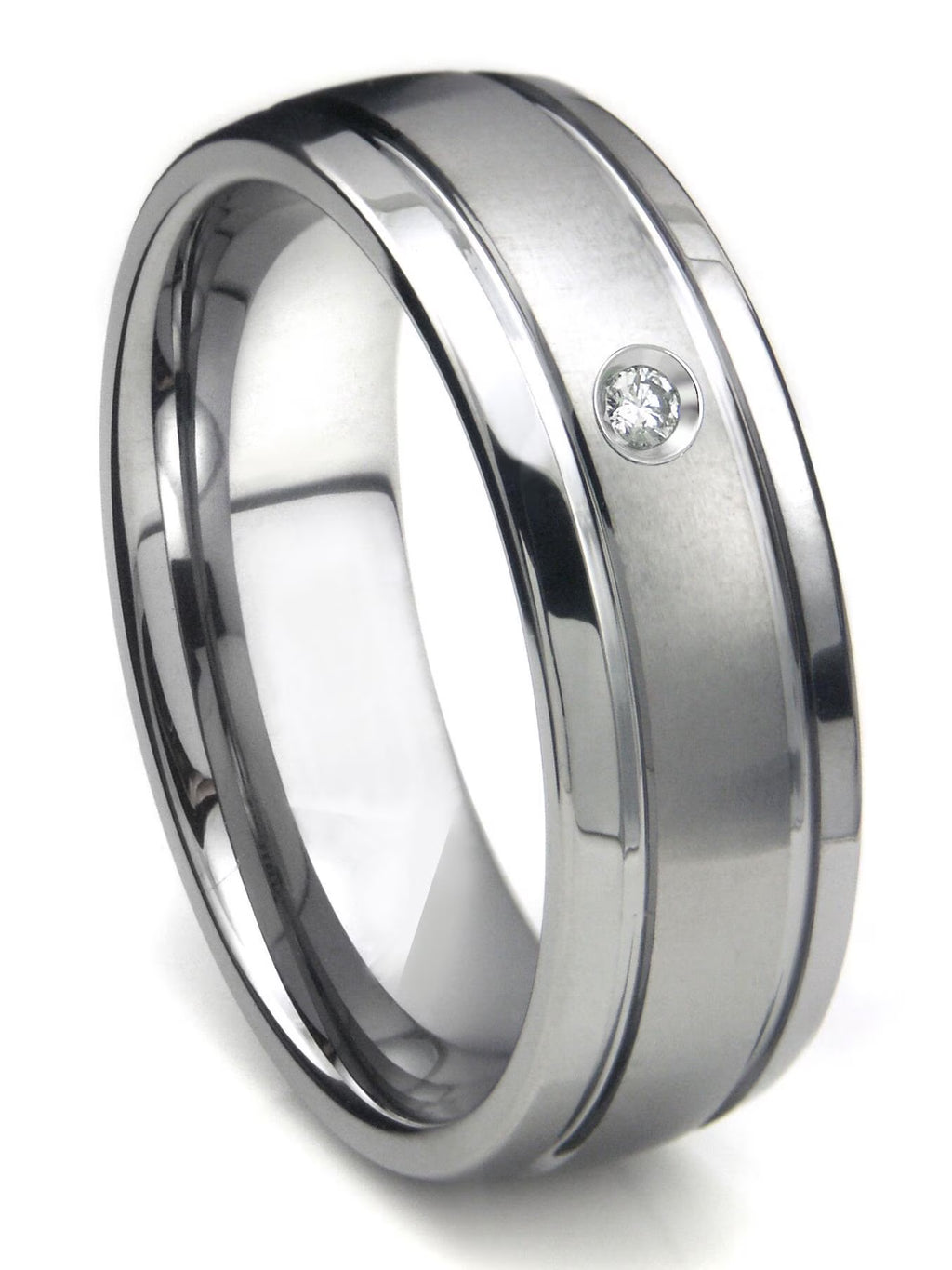 Titanium Tungsten Carbide Diamond Newport Dome Comfort Fit Mens Wedding Band Ring Sz 10.5 R28476
