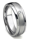 Titanium Tungsten Carbide Diamond Newport Dome Comfort Fit Mens Wedding Band Ring Sz 10.5 R28476