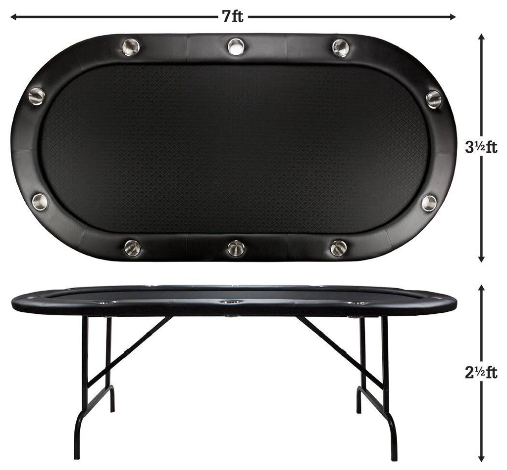 Black Suited Speed Cloth Poker Table with Folding Legs 84 x 42 inch V78684