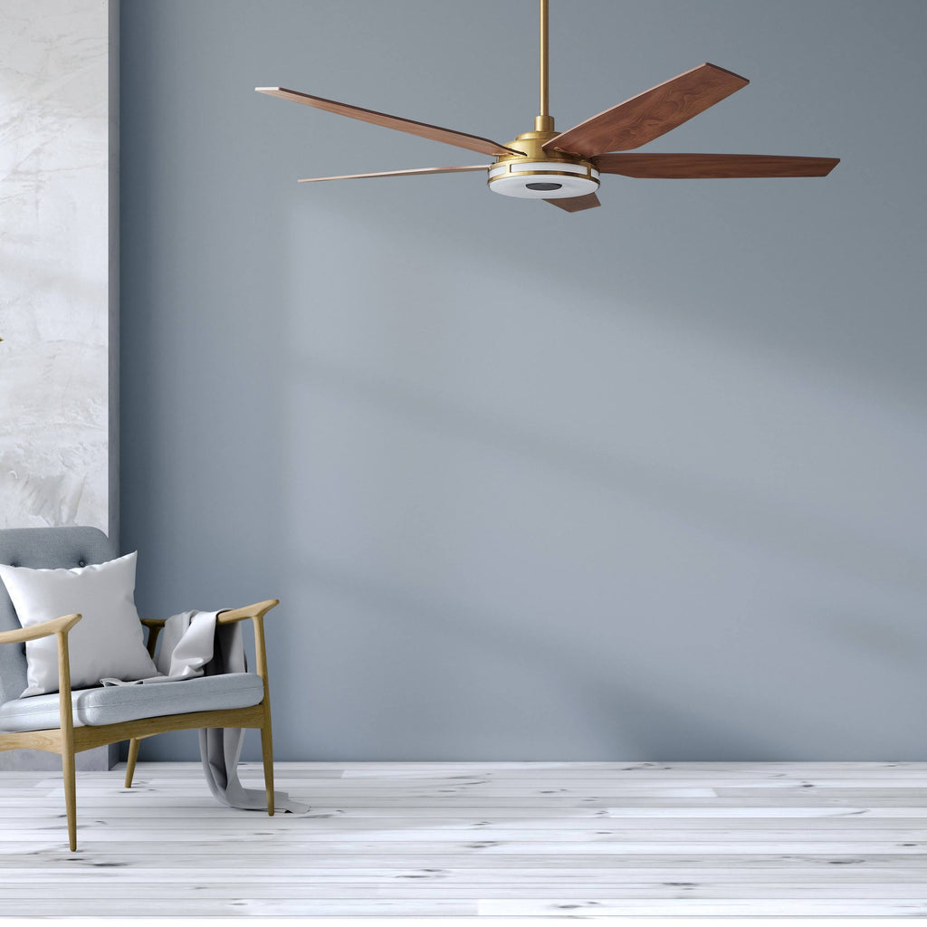 Gold Smart Ceiling Fan with Dimmable LED Light and Remote O355