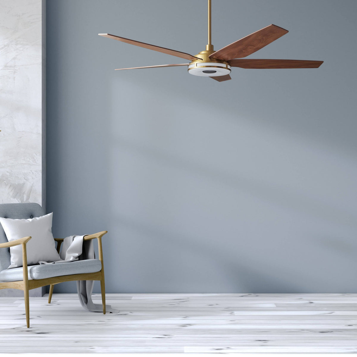 Gold Smart Ceiling Fan with Dimmable LED Light and Remote O355