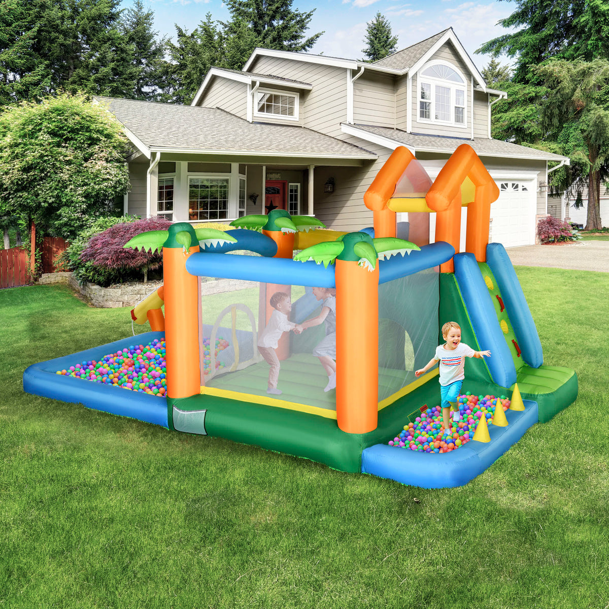 6 in 1 Inflatable Water Slide Jumping Castle with Blower J6644