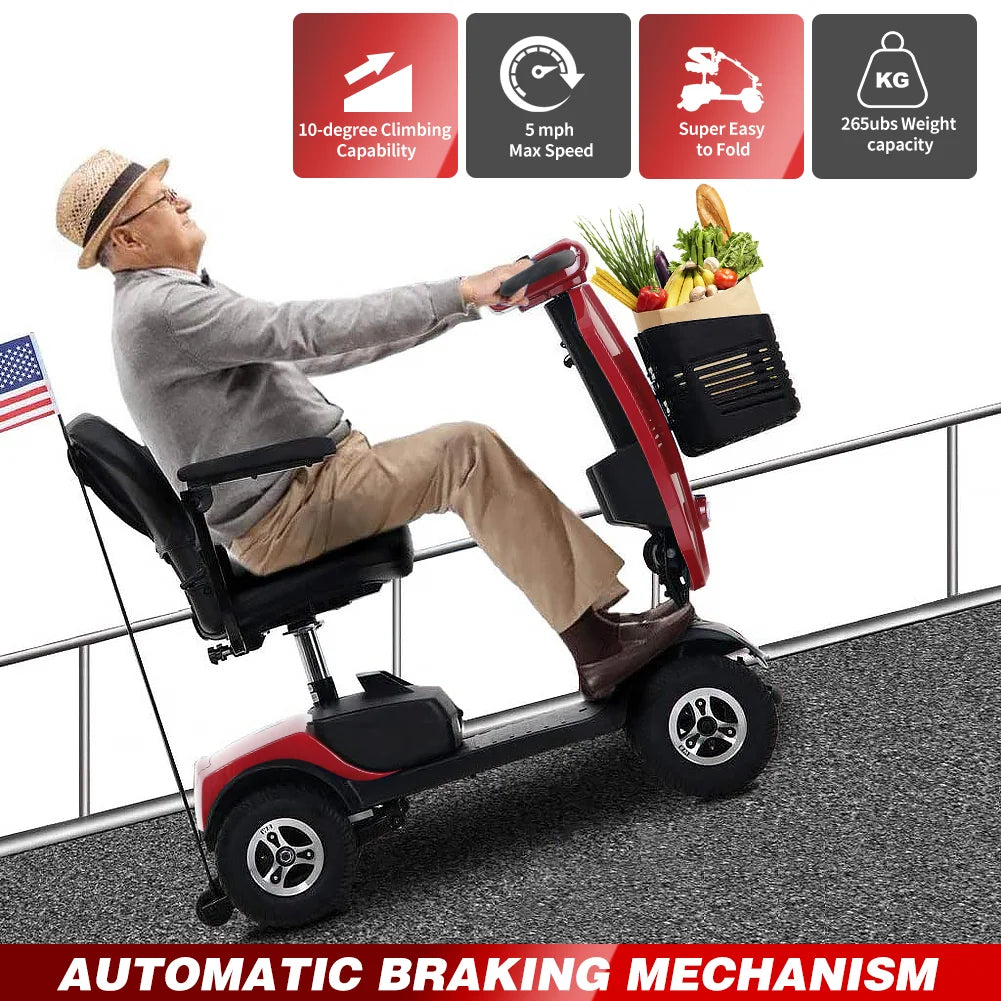 Red Foldable Electric Mobility Scooter V965