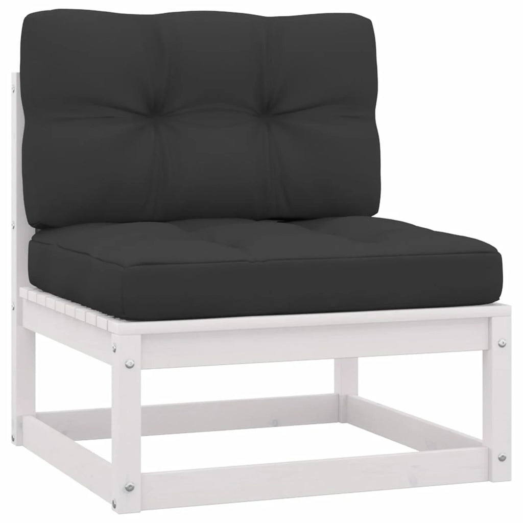 Patio Sofa Set with Anthracite Cushions White Pinewood Outdoor Furniture L717084