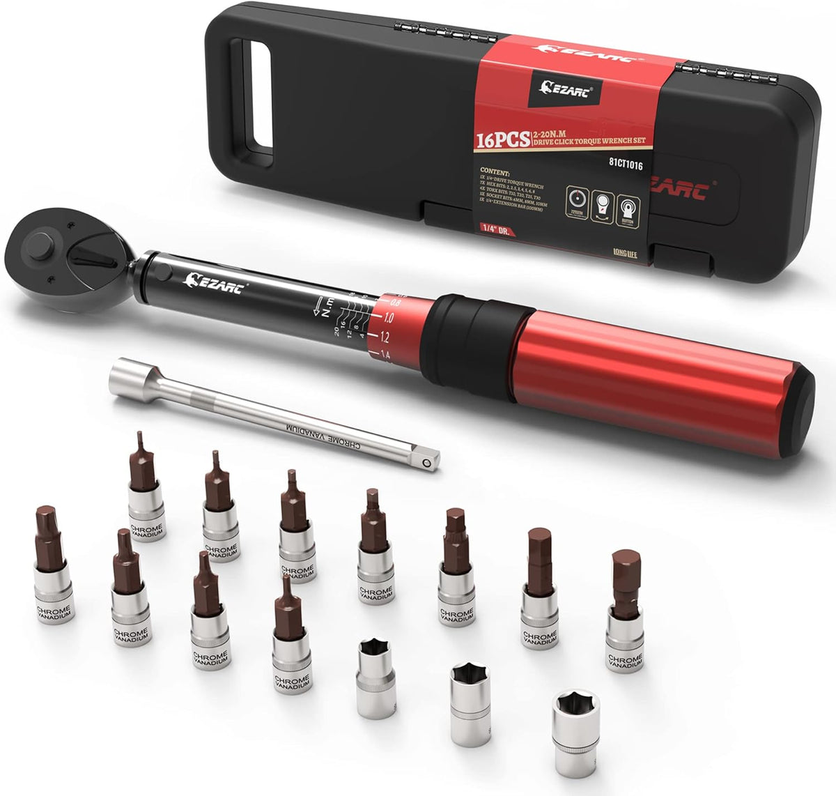 1/4 inch Drive Click Bike Torque Wrench Set 2-20 Nm/17.7 - 177.0 in-lb Pack of 2 K367