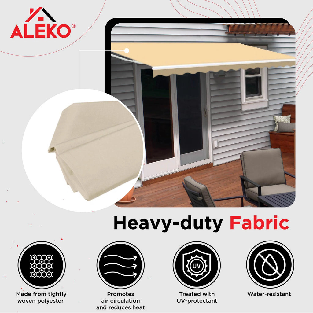 Ivory Motorized Retractable Patio Awning C63682
