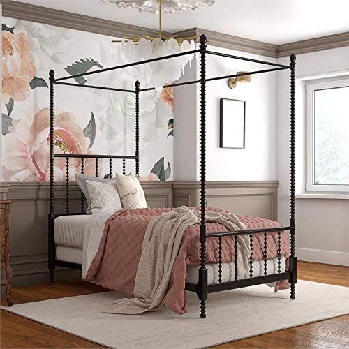 Black Twin Size Metal Canopy Bed Frame F445